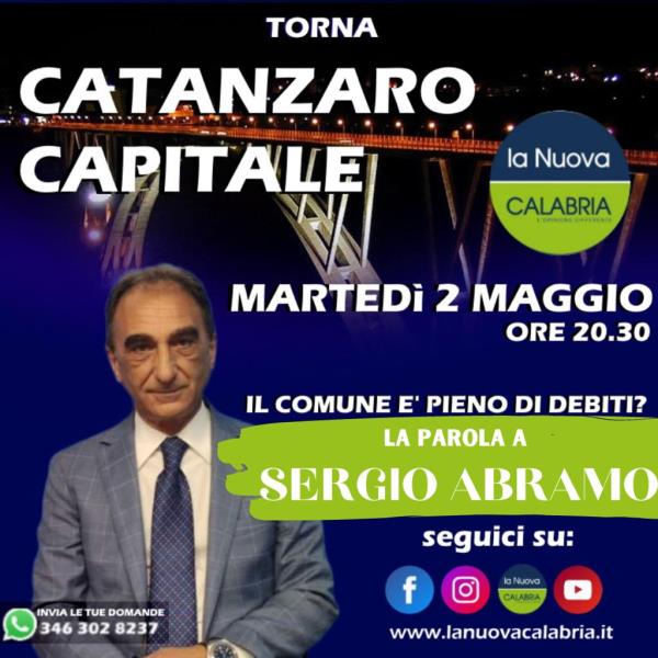 Catanzaro Capitale, il Comune è pieno di debiti? La parola a Sergio Abramo: domani la diretta alle 20.30 images Catanzaro Capitale, il Comune è pieno di debiti? La parola a Sergio Abramo: domani la diretta alle 20.30
