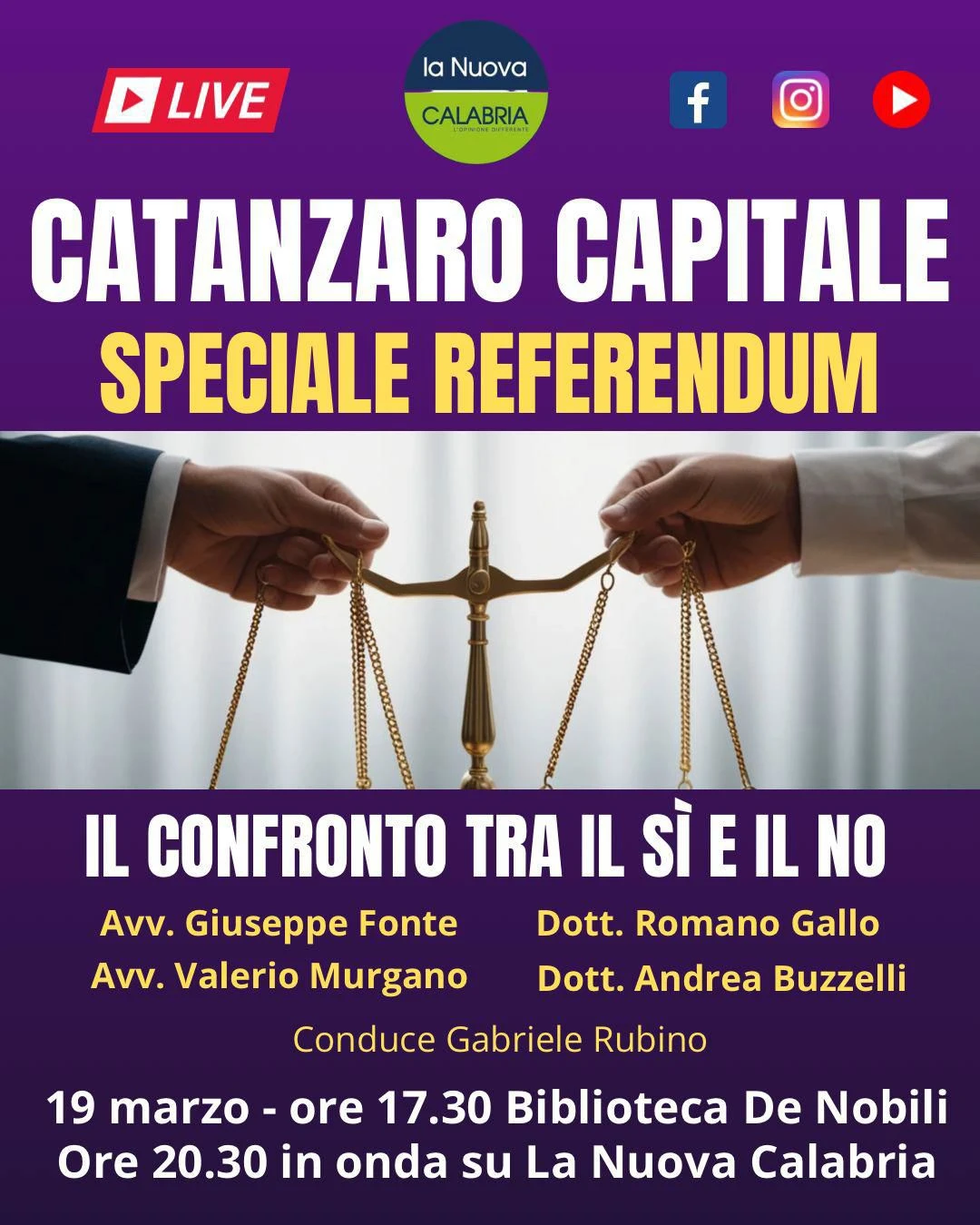 Catanzaro Capitale, speciale referendum sulla magistratura: lo scontro fra Sì e No (DIRETTA 20.30)
