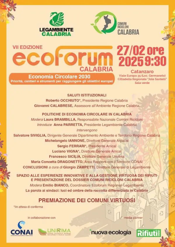 Il 27 febbraio VII edizione Ecoforum Calabria e presentazione Dossier Comuni ricicloni images Il 27 febbraio VII edizione Ecoforum Calabria e presentazione Dossier Comuni ricicloni