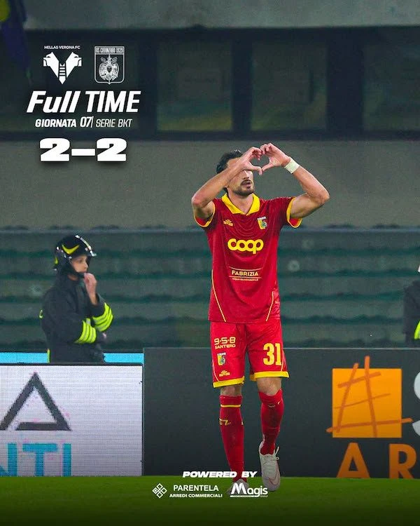 Serie BKT, VERONA vs CATANZARO: 2-2 finale. Prova d'orgoglio delle Aquile