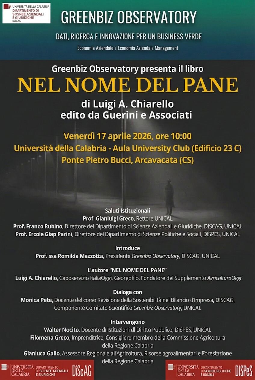 All'Unical l’Osservatorio Greenbiz promuove "Nel nome del Pane": dati, sostenibilità, ricerca e innovazione images All'Unical l’Osservatorio Greenbiz promuove "Nel nome del Pane": dati, sostenibilità, ricerca e innovazione