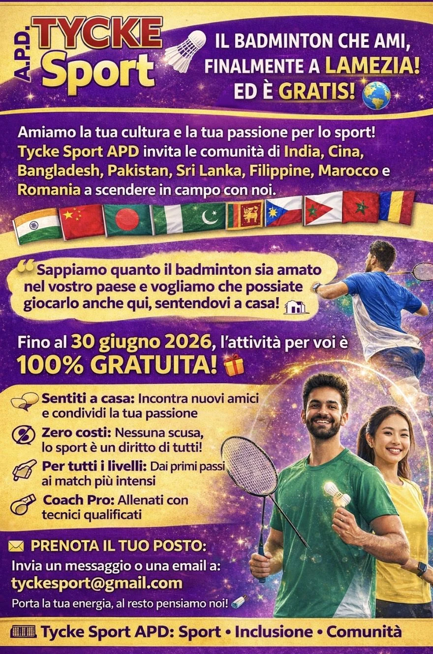 Badminton a Lamezia: Tycke Sport lancia il progetto gratuito per le comunità internazionali