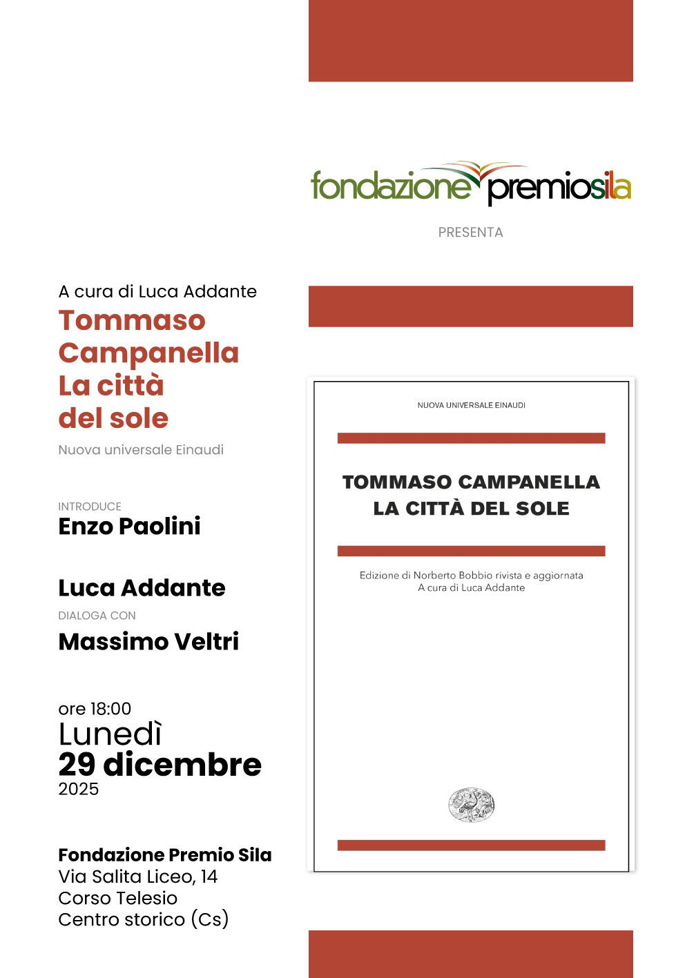 images Tommaso Campanella e La città del sole alla Fondazione Premio Sila




