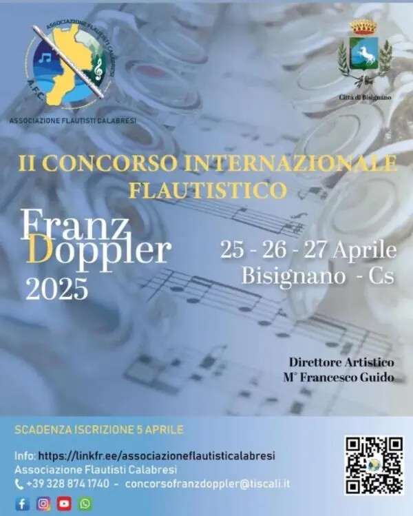 images “Franz Doppler”, dal 25 al 27 aprile a Bisignano il concorso internazionale flautistico 