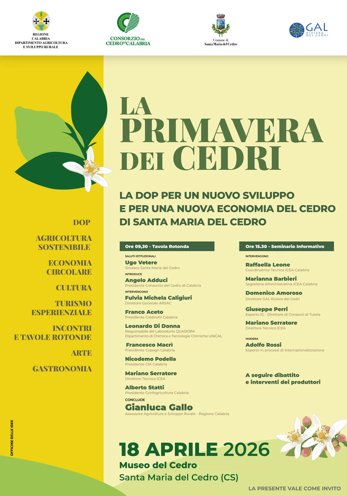 Prende ufficialmente il via “La Primavera dei Cedri”, obiettivo: il rilancio economico del settore 