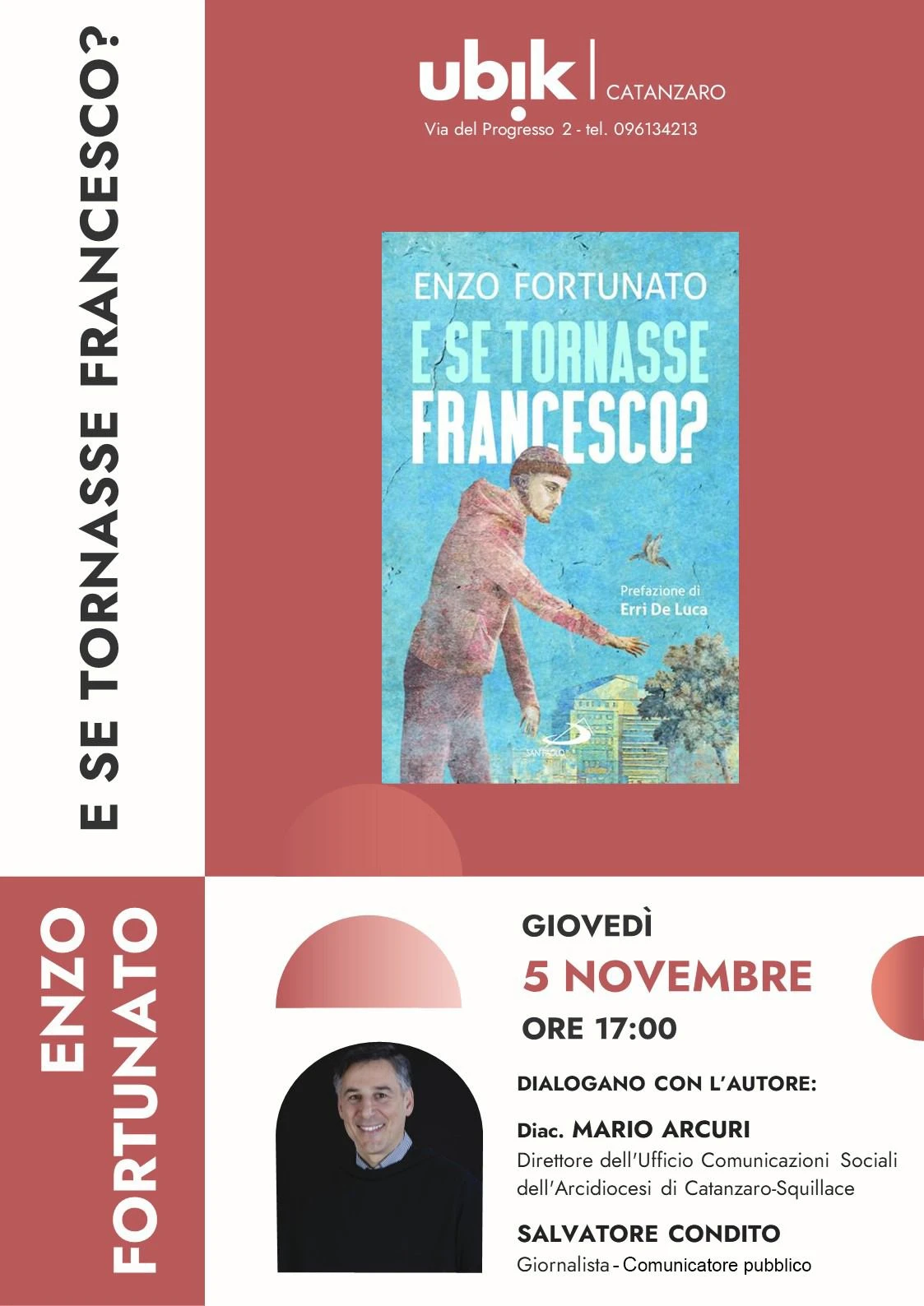 Padre Enzo Fortunato a Catanzaro: alla Libreria UBIK la presentazione del libro “E se tornasse Francesco?”