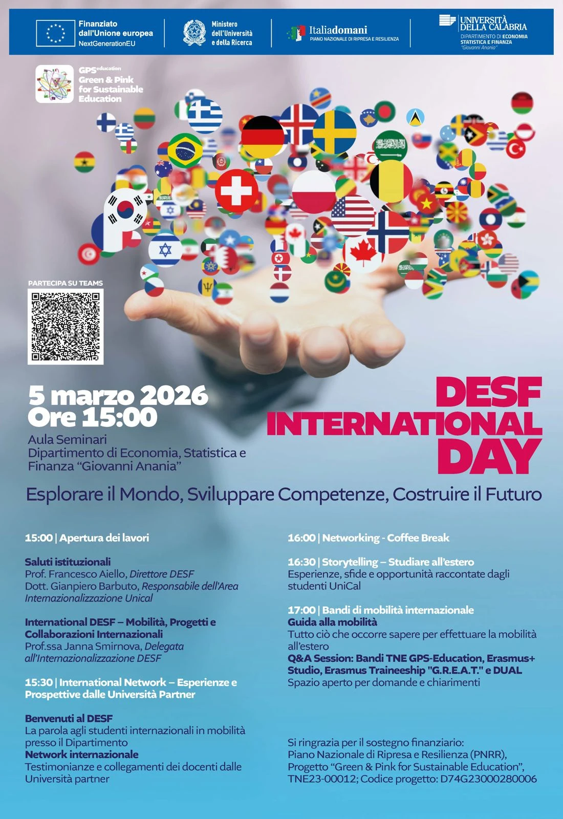 All'Unical seminario sul referendum e DESF International Day dedicato alla mobilità internazionale