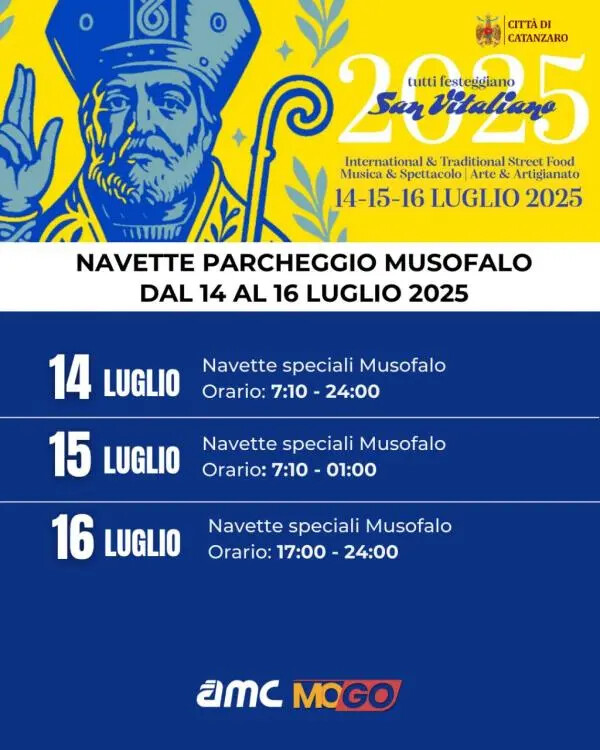 images Catanzaro, san Vitaliano 2025: servizi speciali per funicolare e navette dal 14 al 16 luglio