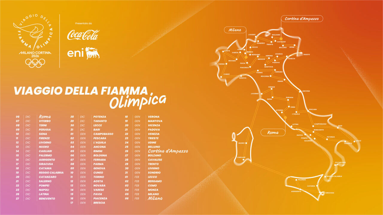 Il viaggio della Fiamma Olimpica illumina la Calabria: dal 19 al 21 dicembre coinvolti 9 comuni images Il viaggio della Fiamma Olimpica illumina la Calabria: dal 19 al 21 dicembre coinvolti 9 comuni