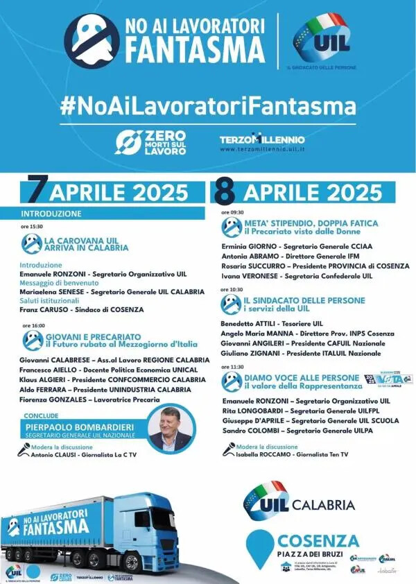 Uil: "No ai lavoratori fantasma, la Carovana del sindacato arriva in Calabria" images Uil: "No ai lavoratori fantasma, la Carovana del sindacato arriva in Calabria"