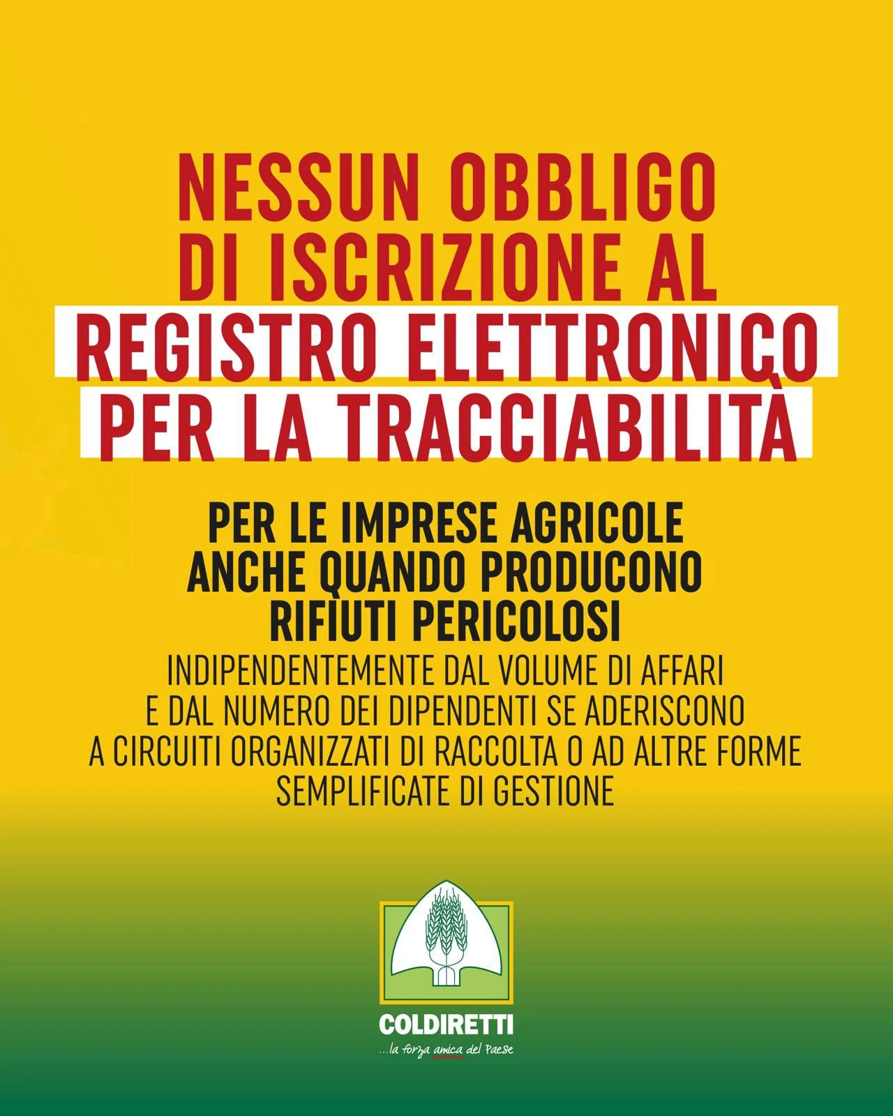 Rifiuti agricoli, regole più semplici: al via sistemi alternativi di tracciabilità e stop all'obbligo di registro telematico