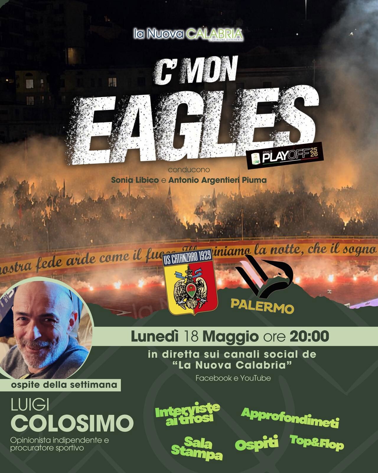 images “C’mon Eagles - Serie B”, stasera diretta sulla travolgente semifinale dei playoff col Palermo 