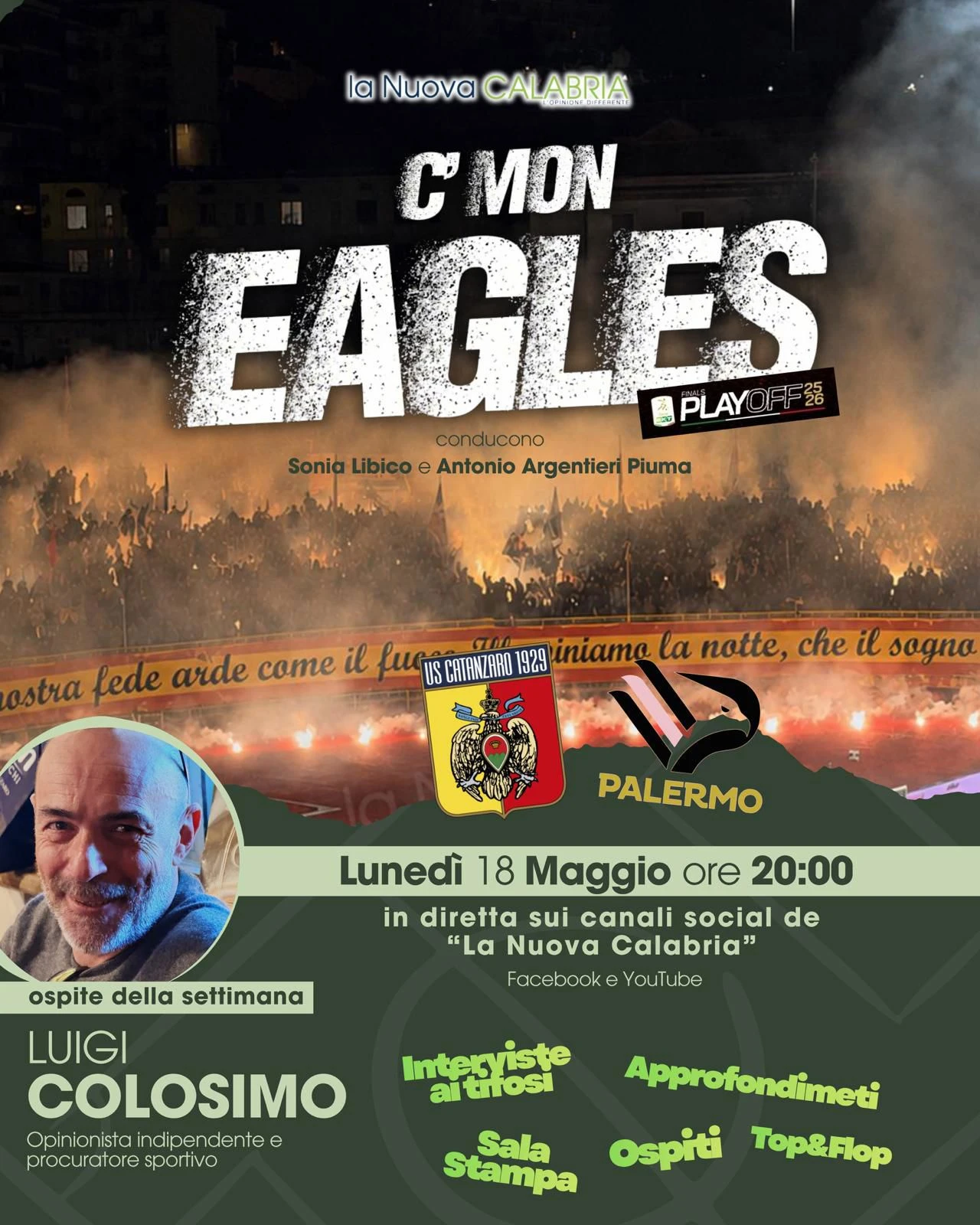 “C’mon Eagles - Serie B”, stasera diretta sulla travolgente semifinale dei playoff col Palermo 