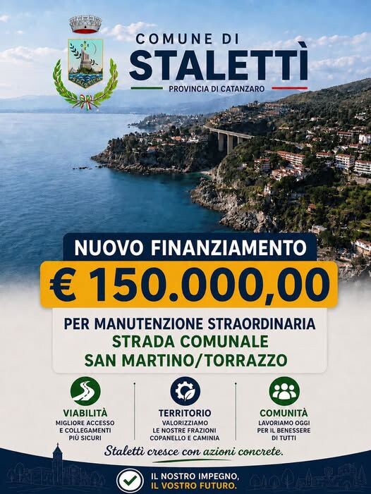 images Stalettì, finanziati i lavori per la strada comunale San Martino/Torrazzo a Copanello