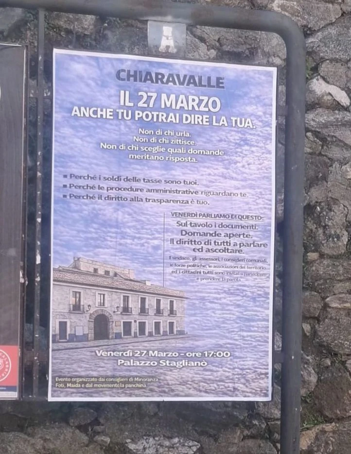 Chiaravalle, assemblea pubblica a Palazzo Staglianò: cittadini al confronto sulla riscossione coatta