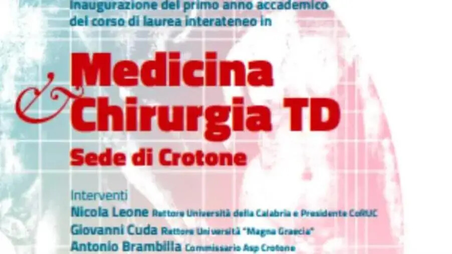 Medicina a Crotone, il 14 ottobre l'inaugurazione del primo anno accademico images Medicina a Crotone, il 14 ottobre l'inaugurazione del primo anno accademico