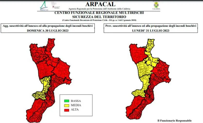 images Rischio incendi in Calabria, il bollettino di Arpacal con le previsioni di domani 