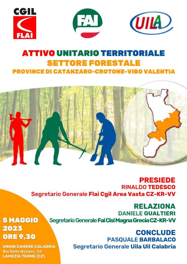 images Forestazione, domani a Lamezia l'attivo unitario di Flai-Cgil, Fai-Cisl e Uila-Uil