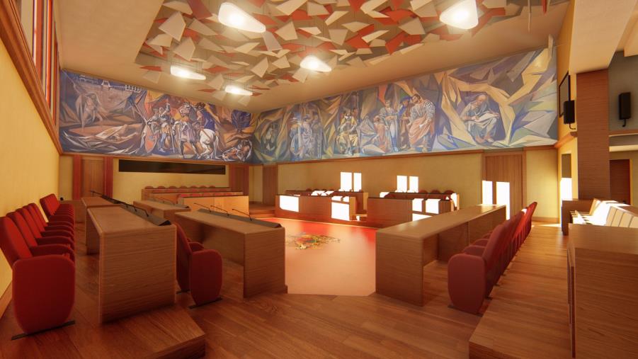images Pavimento di resina e luci Led: ecco come sarà la nuova "Aula rossa" del Comune di Catanzaro