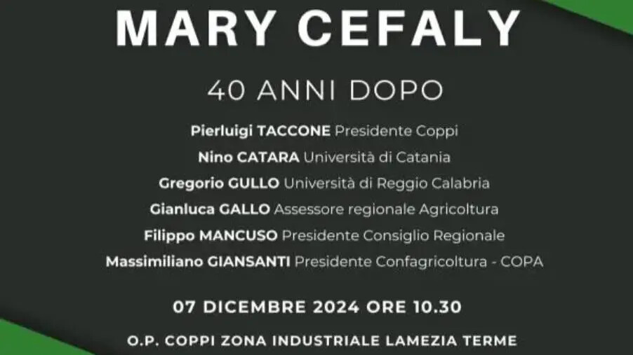Mary Cefaly, un'imprenditrice illuminata: le celebrazioni il 7 dicembre a Lamezia Terme images Mary Cefaly, un'imprenditrice illuminata: le celebrazioni il 7 dicembre a Lamezia Terme