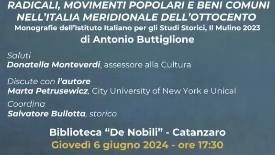 images "Provincia ribelle. Radicali, movimenti popolari e beni comuni nell'Italia meridionale dell'Ottocento": giovedì in Biblioteca la presentazione del libro 