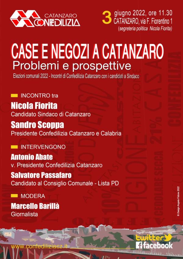 Comunali Catanzaro, domani il candidato a sindaco Fiorita incontra il presidente di Confedilizia images Comunali Catanzaro, domani il candidato a sindaco Fiorita incontra il presidente di Confedilizia
