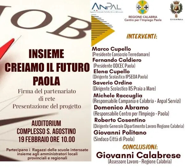 images Insieme Creiamo il Futuro: il 19 Febbraio a Paola la firma del partenariato di rete per la realizzazione del progetto
