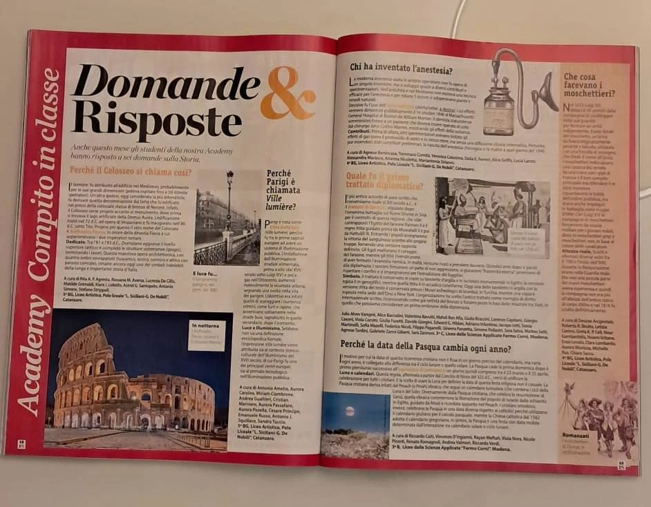 Il Liceo Artistico di Catanzaro coinvolto nel progetto di Focus Storia della Mondadori 