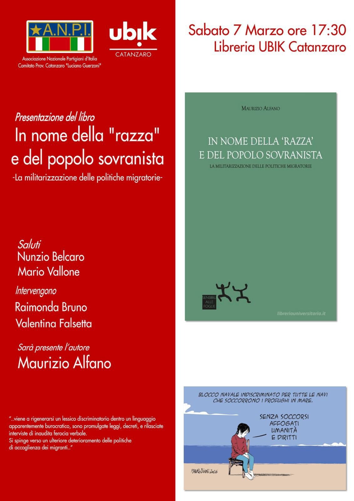 images "La militarizzazione delle politiche migratorie", a Catanzaro l'appuntamento di ANPI con il libro di Maurizio Alfano