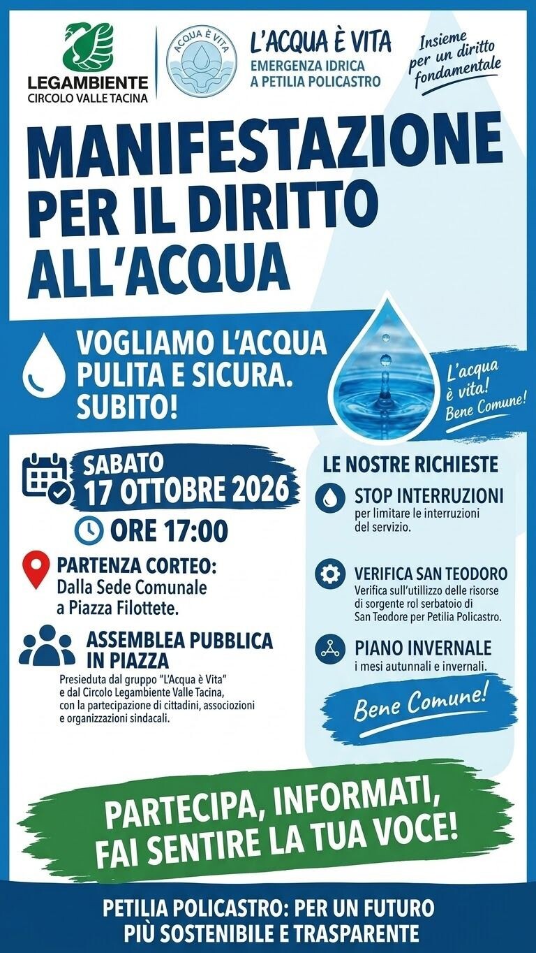 images Legambiente al fianco della comunità di Petilia Policastro per rivendicare il diritto fondamentale all’acqua