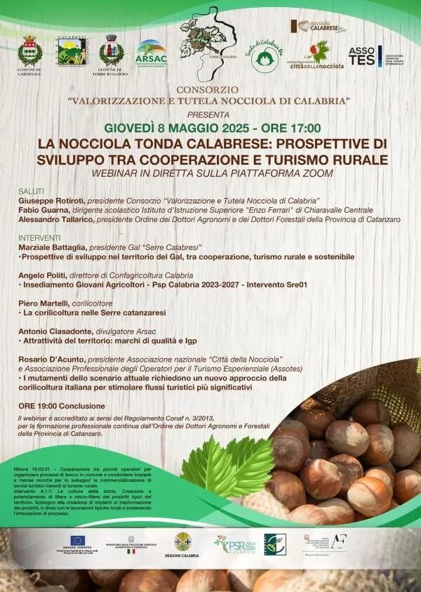 images "La nocciola tonda calabrese", workshop online l'8 maggio