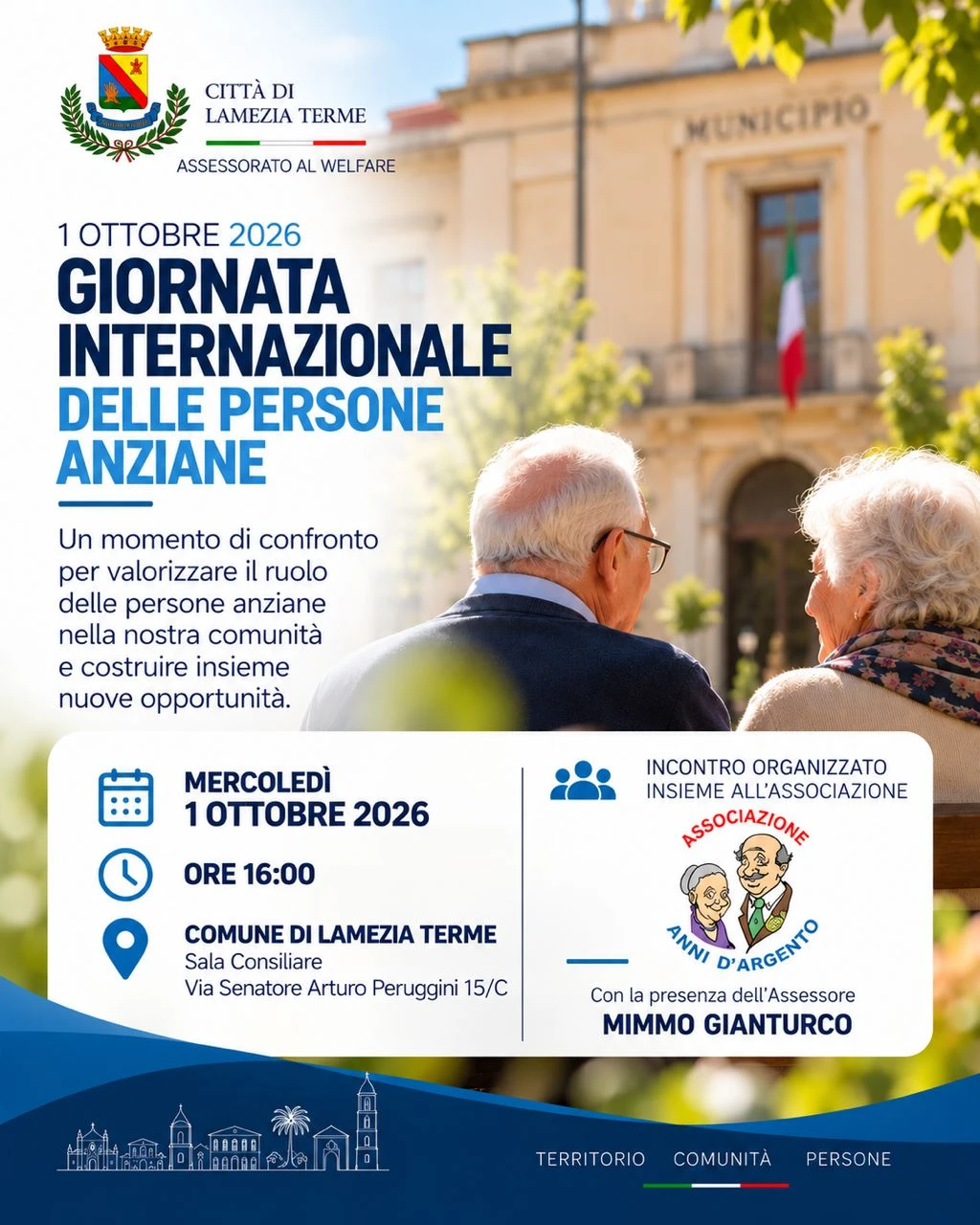 Lamezia, Giornata internazionale delle persone anziane: il 1° ottobre incontro in Sala consiliare 