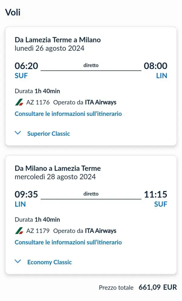 Biglietto aereo Lamezia-Milano a 660 euro, la denuncia di un cittadino: "Cosa fanno vertici Sacal?" images Biglietto aereo Lamezia-Milano a 660 euro, la denuncia di un cittadino: "Cosa fanno vertici Sacal?"