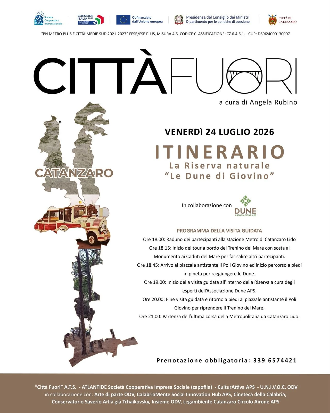 Catanzaro, "Città Fuori Lab" alla scoperta della Riserva delle Dune di Giovino: visita guidata con Metro e Trenino del Mare