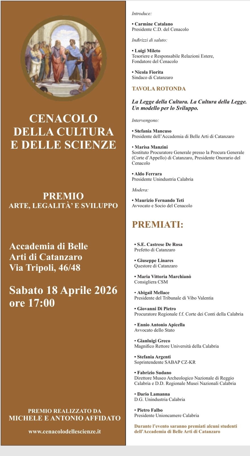 images A Catanzaro il premio "Arte, legalità e sviluppo": istituzioni, cultura e società civile a confronto 