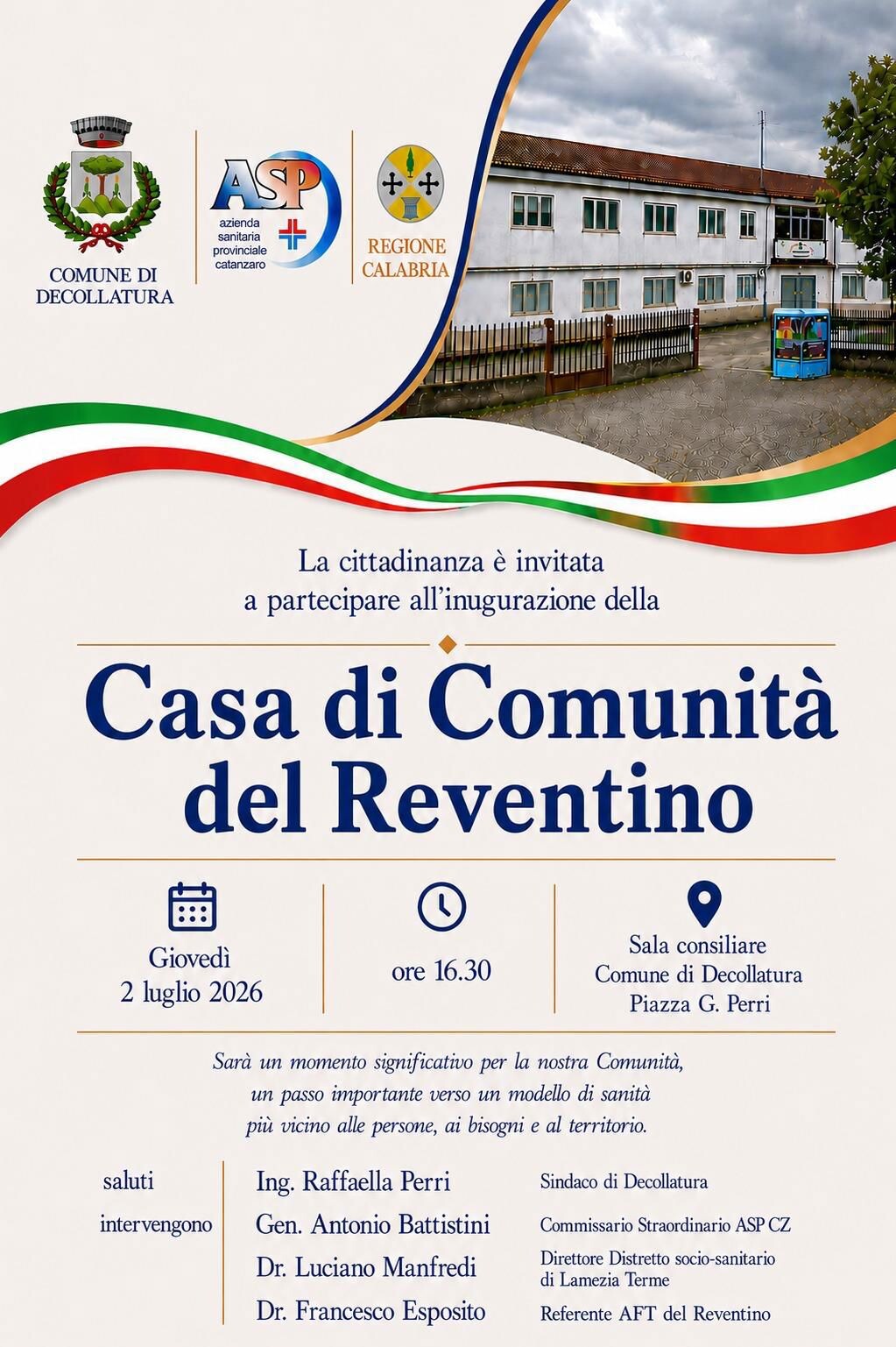 images Inaugura domani, 2 luglio, la Casa di Comunità del Reventino nel Comune di Decollatura