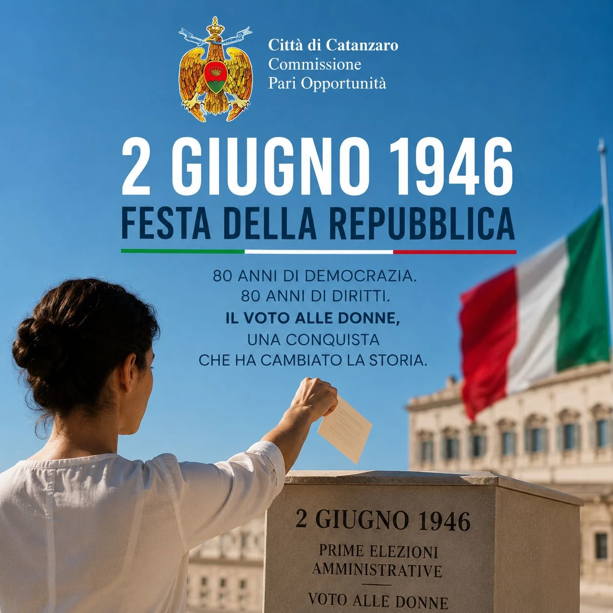 Festa della Repubblica, gli auguri della commissione pari opportunità di Catanzaro 