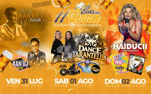 Torna l'XI edizione della Festa della Birra a Martelletto di Settingiano: tre serate di musica, spettacolo e divertimento