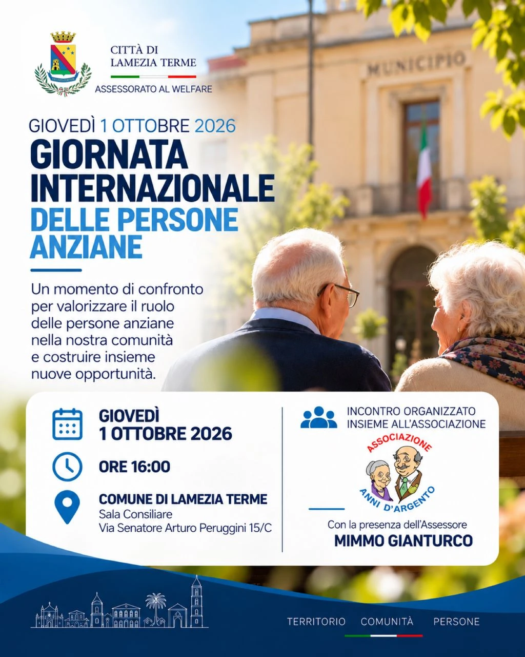 Lamezia, Giornata internazionale delle persone anziane: il 1° ottobre incontro in Sala consiliare 
