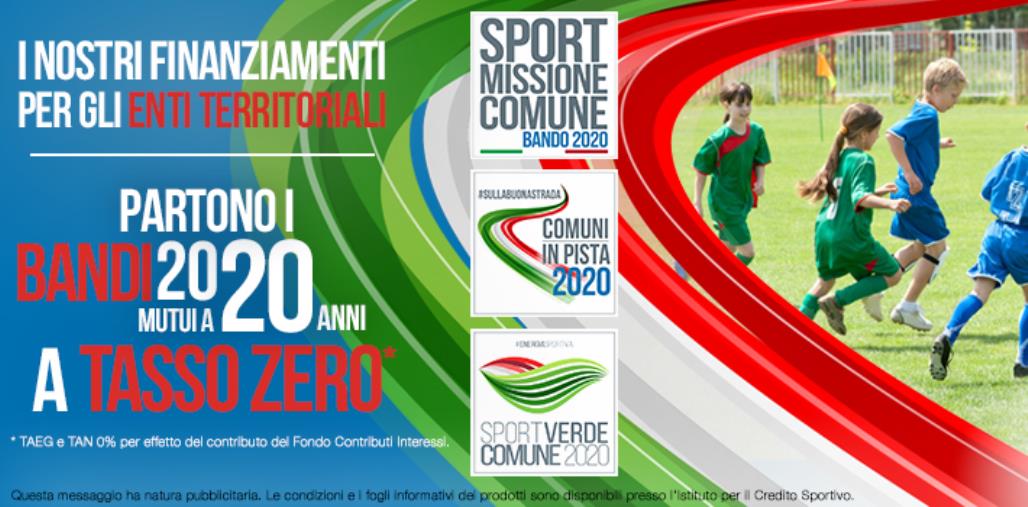 Credito Sportivo: pubblicati i bandi 2020 per gli enti territoriali images Credito Sportivo: pubblicati i bandi 2020 per gli enti territoriali
