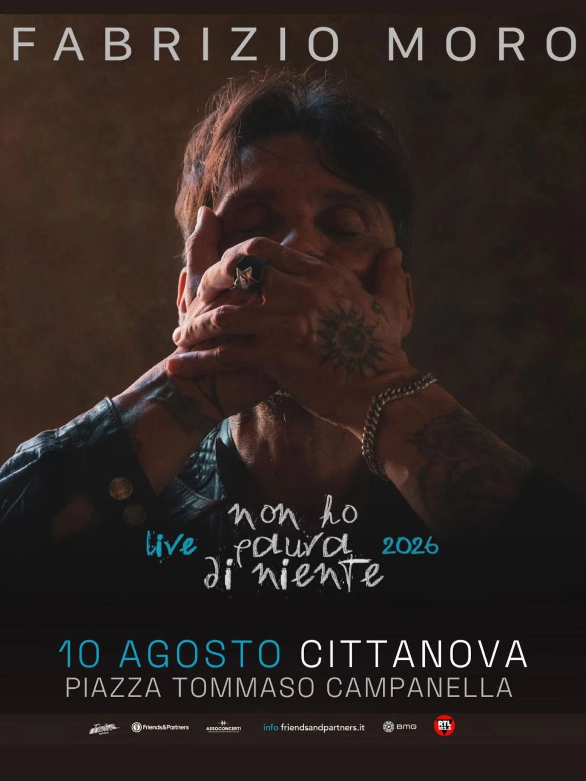 Festa dello Stocco di Cittanova, Fabrizio Moro in concerto il 10 agosto in piazza Campanella