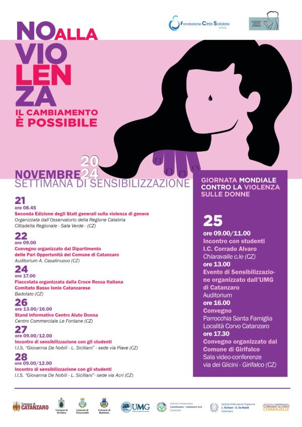 images Catanzaro, 7 giorni di iniziative del Centro Aiuto Donna di Fondazione Città Solidale contro la violenza