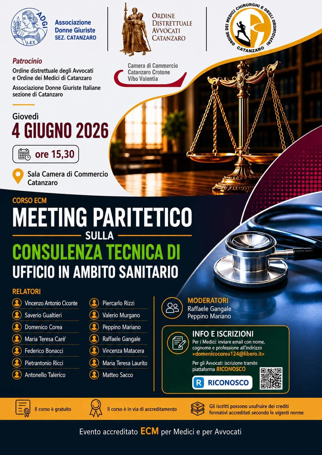 CTU in ambito sanitario: avvocati e medici a confronto sulle ultime novità alla Camera di commercio di Catanzaro