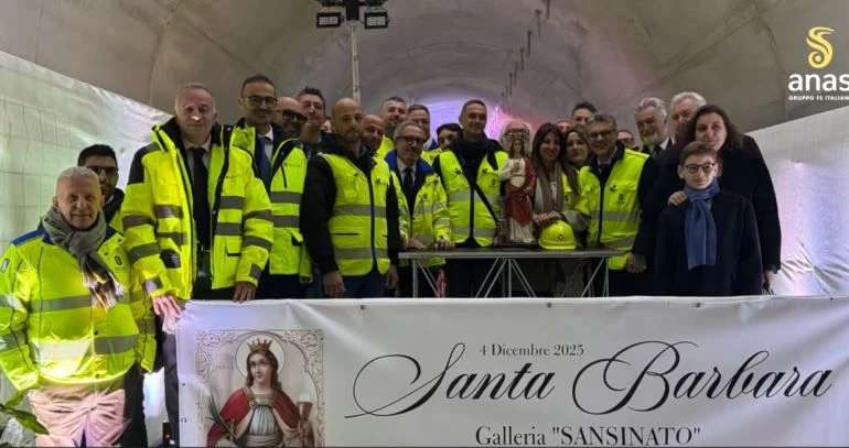 L'Anas celebra Santa Barbara nel cantiere dei lavori della galleria 'Sansinato' a Catanzaro
