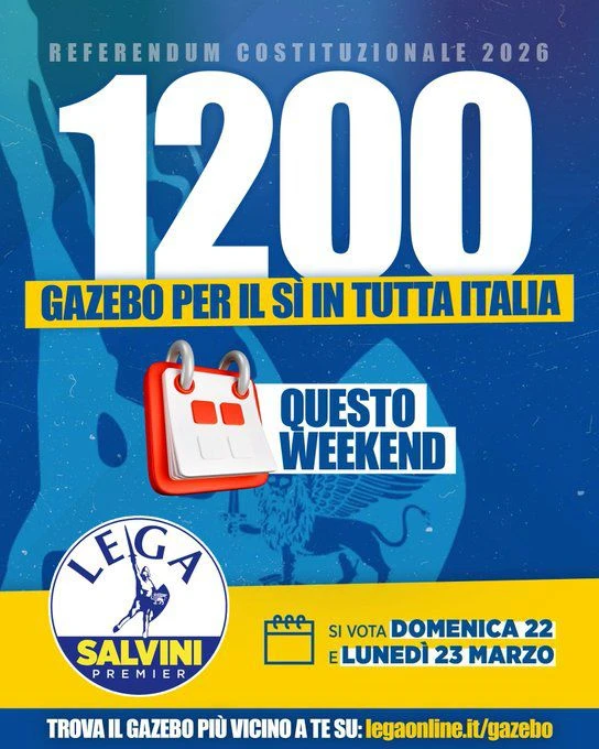 Referendum costituzionale, la Lega scende in piazza: gazebo in tutta la Calabria per sostenere il “Sì”