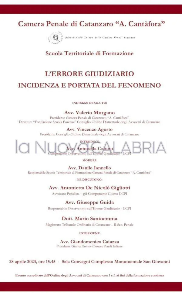 images "L'errore giudiziario: incidenza e portata del fenomeno": a Catanzaro confronto a più voci