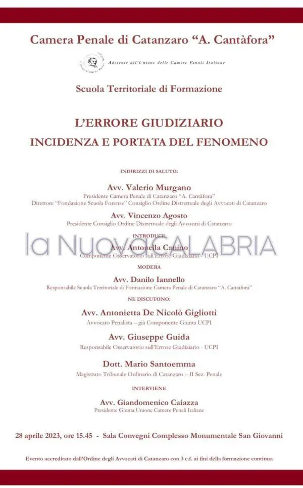 images "L'errore giudiziario: incidenza e portata del fenomeno": a Catanzaro confronto a più voci