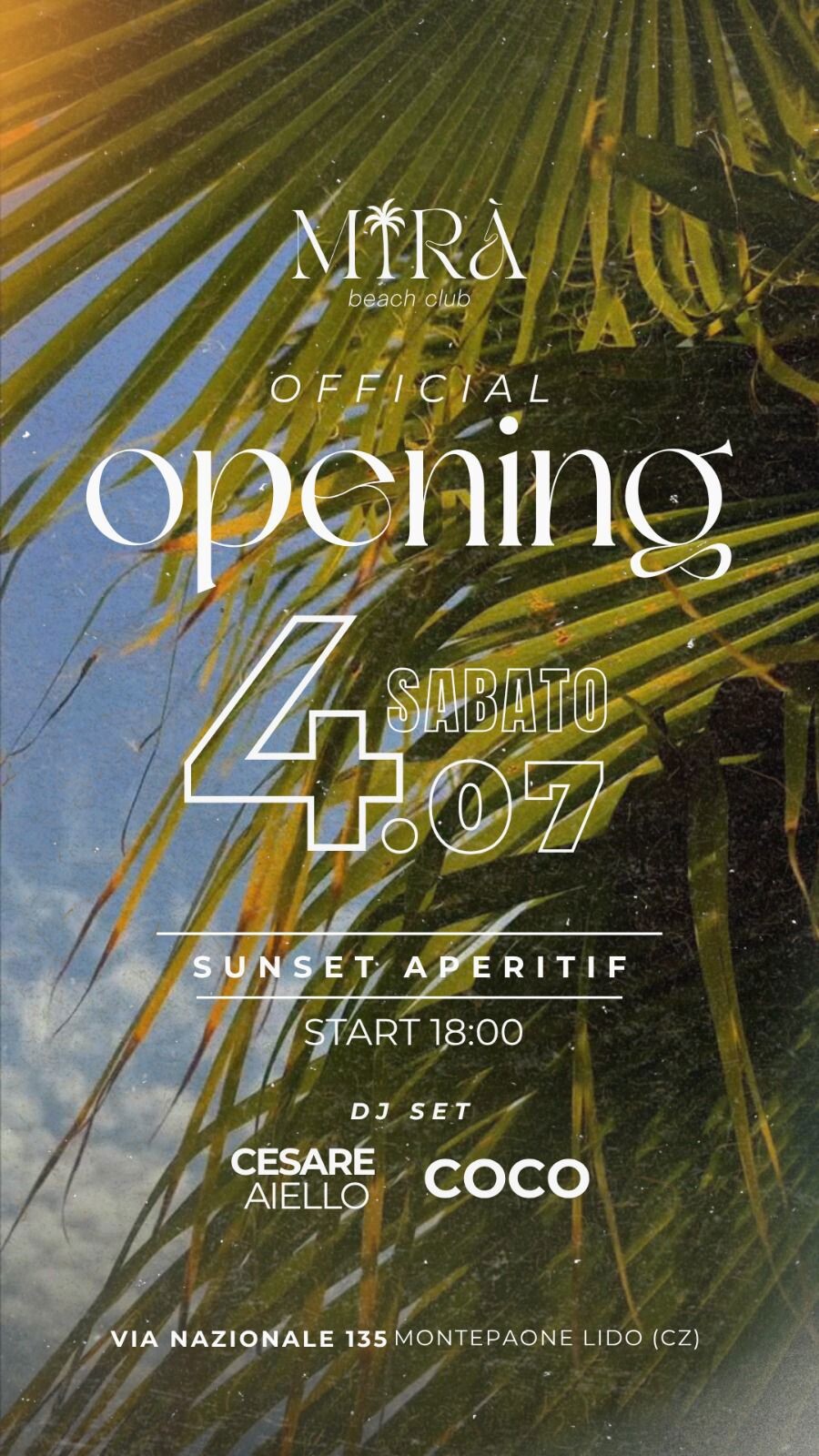 images Il 4 luglio inaugura il Mirà Beach Club a Montepaone Lido: sunset aperitif e dj set per dare il via all'estate 