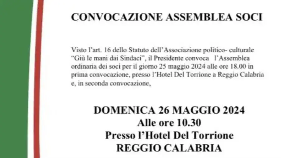 images Reggio Calabria, domani l’Assemblea Costituente dell’Associazione “Giù le mani dai Sindaci”