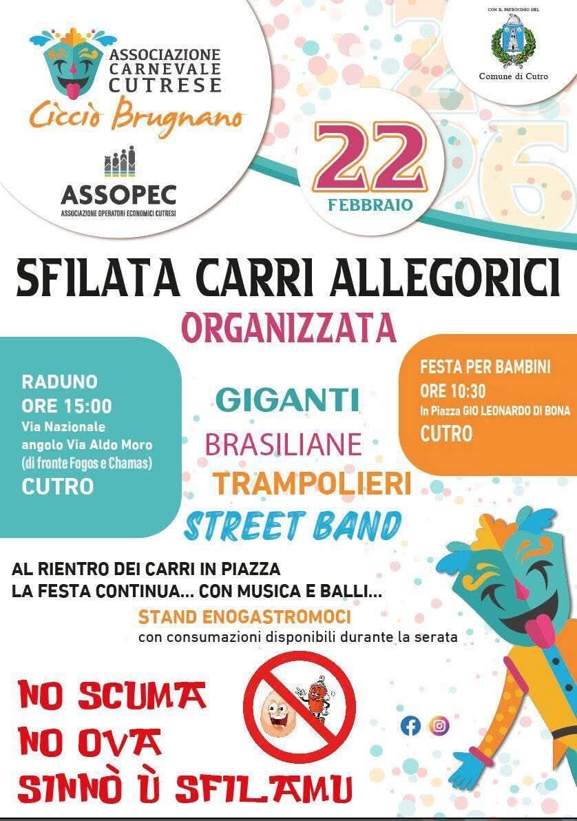 Domenica 22 febbraio a Cutro torna la grande sfilata dei carri allegorici images Domenica 22 febbraio a Cutro torna la grande sfilata dei carri allegorici